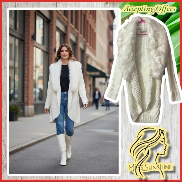 Jennifer Lopez NEW - Sz S - detachable faux fur waterfall...